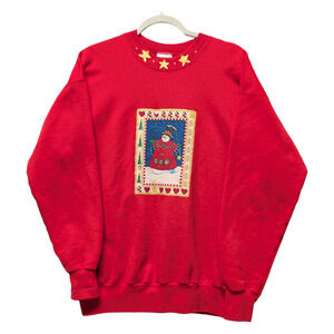 90s Christmas Snowman patch crewneck sweatshirt